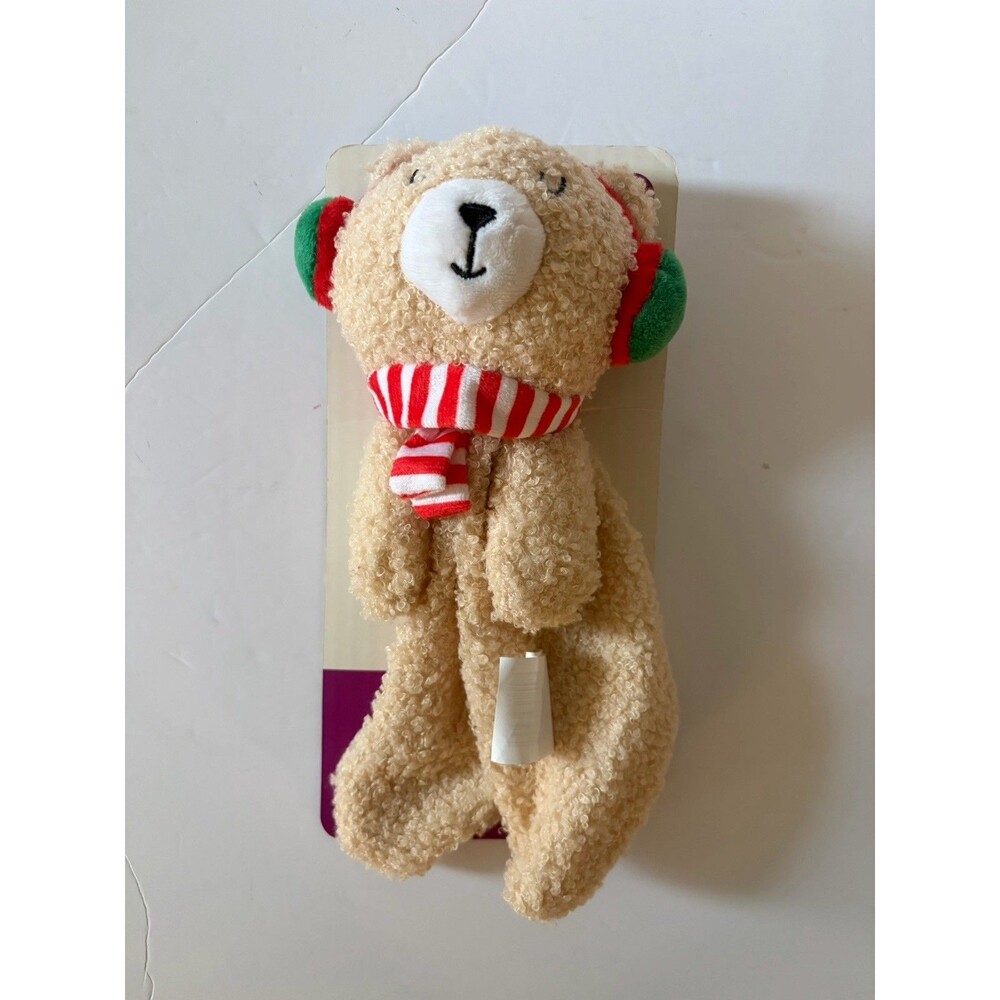 NEW Parent's Choice Holiday Bear Lovey Plush Beige 11" x 7.5" Toy Gift Christmas
